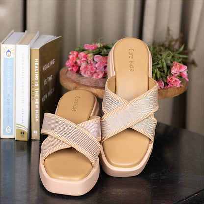 Coral Haze Tan Vibe Platform Sandals for Women