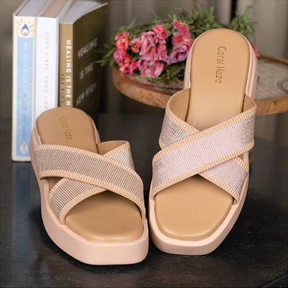 Coral Haze Tan Vibe Platform Sandals for Women