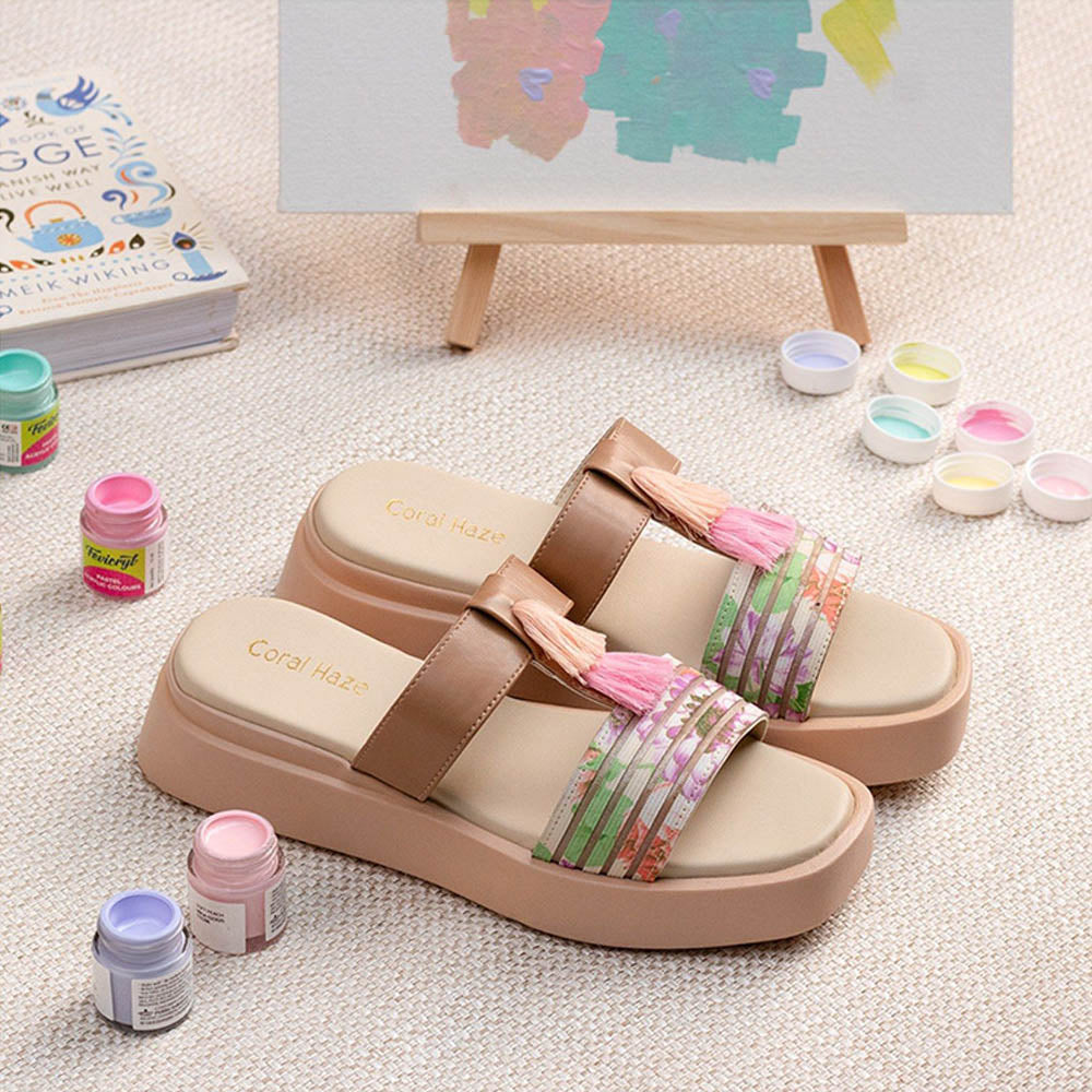 Coral Haze Beige Muse Platform Sandals for Women