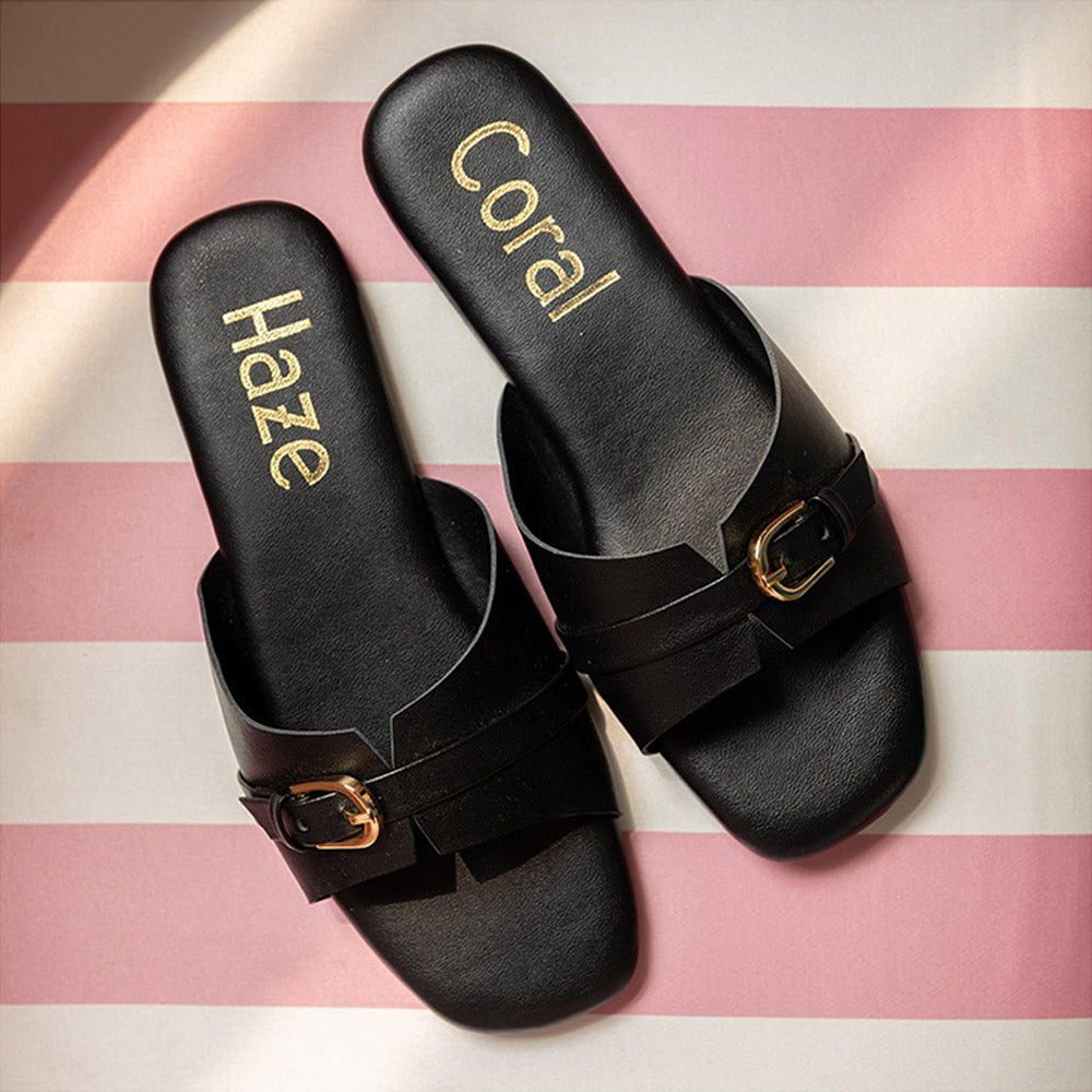 Coral Haze Black Dana Flats for Women