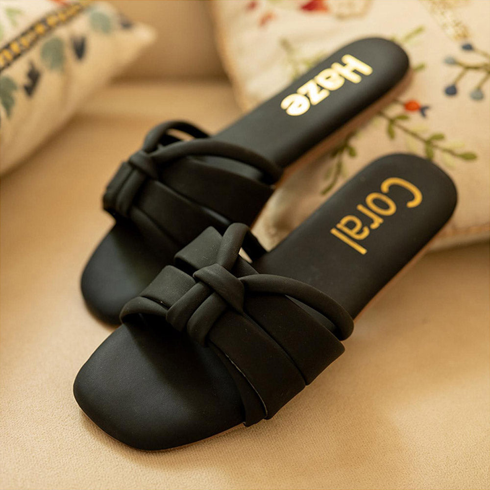 Coral Haze Black Gigi Flats for Women