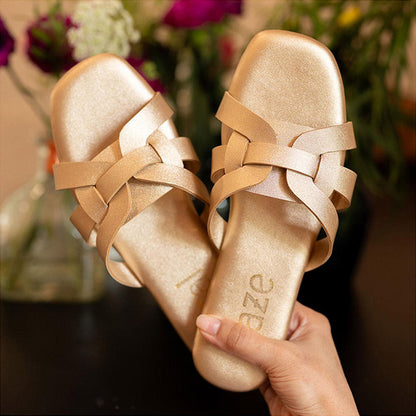 Coral Haze Gold Adele Flats for Women