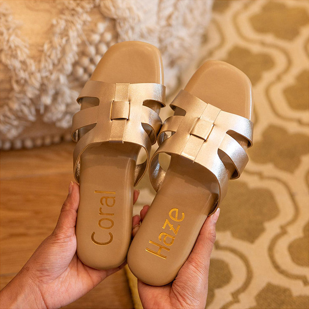 Coral Haze Gold Mira Flats for Women