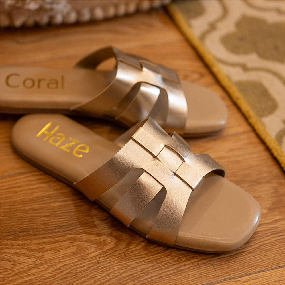Coral Haze Gold Mira Flats for Women