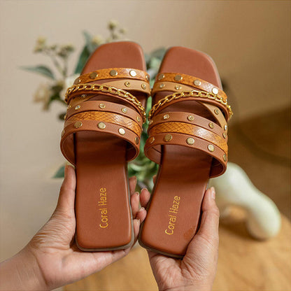 Coral Haze Tan Christina Flats for Women