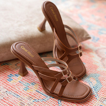 Coral Haze AFTER HOURS Tan Multi Strap Heels