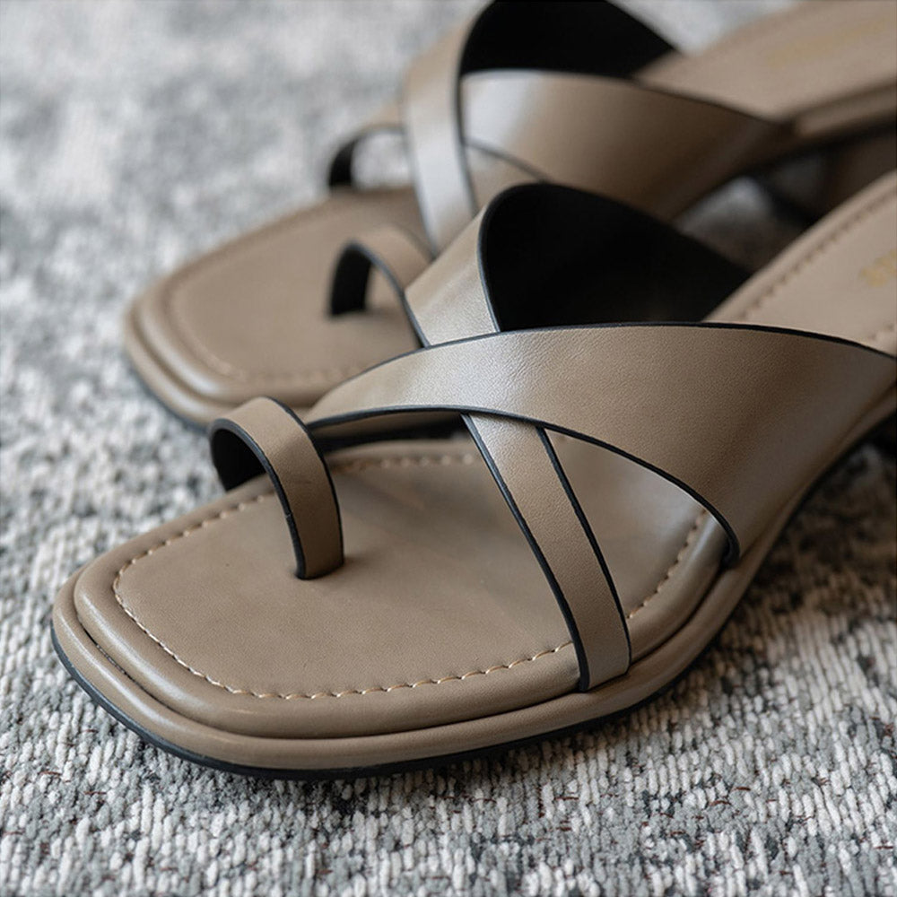 Coral Haze PROTOCOL Beige Thumb Strap Heels