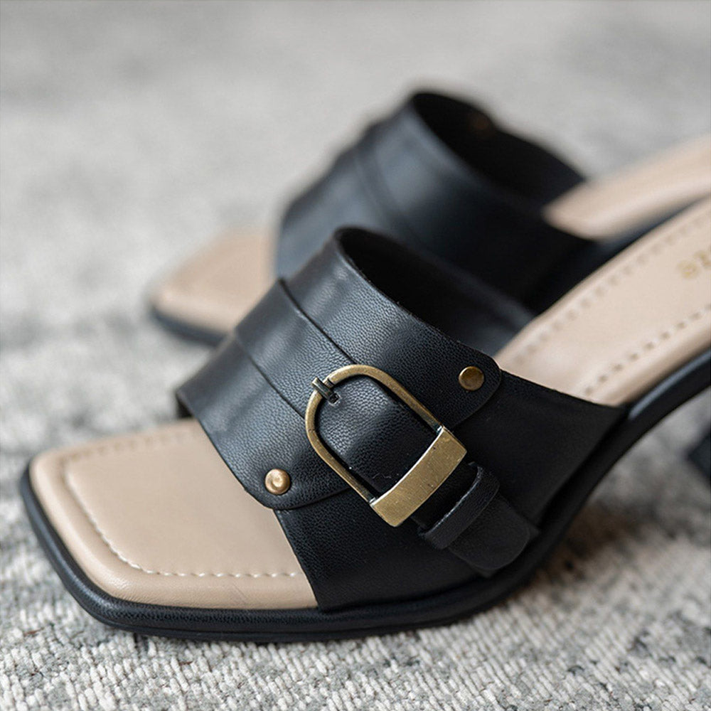 Coral Haze Women Girl Boss Black Heels