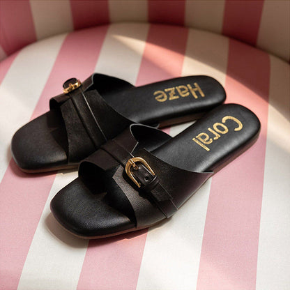 Coral Haze Black Dana Flats for Women