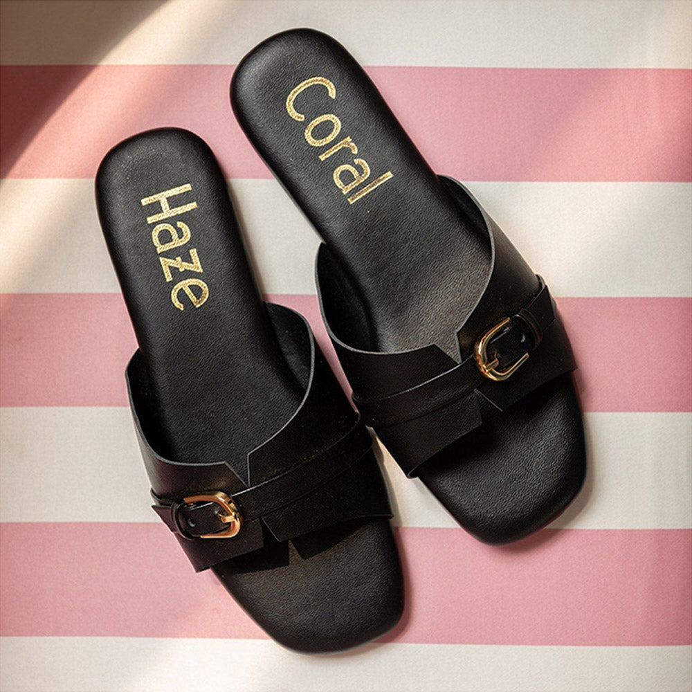 Coral Haze Black Dana Flats for Women