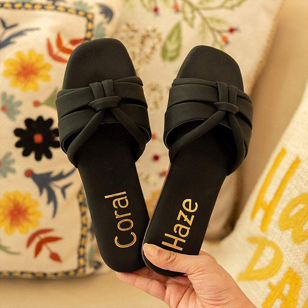 Coral Haze Black Gigi Flats for Women