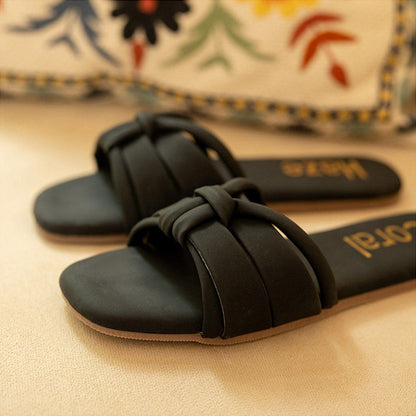 Coral Haze Black Gigi Flats for Women