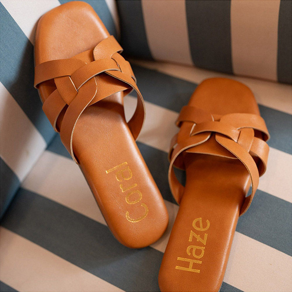 Coral Haze Tan Adele Flats for Women