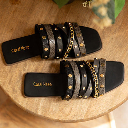 Coral Haze Black Christina Flat For Women