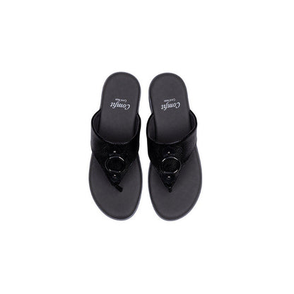 Coral Haze Women Black Cozy Sandals