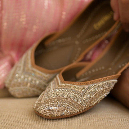 Coral Haze Women Beige Chamak Juttis