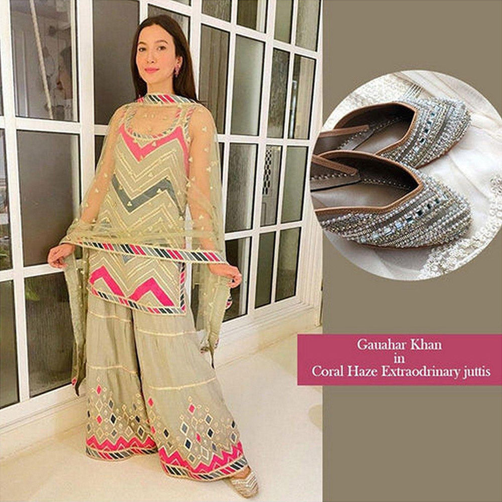 Coral Haze Extraordinary Women Grey Juttis