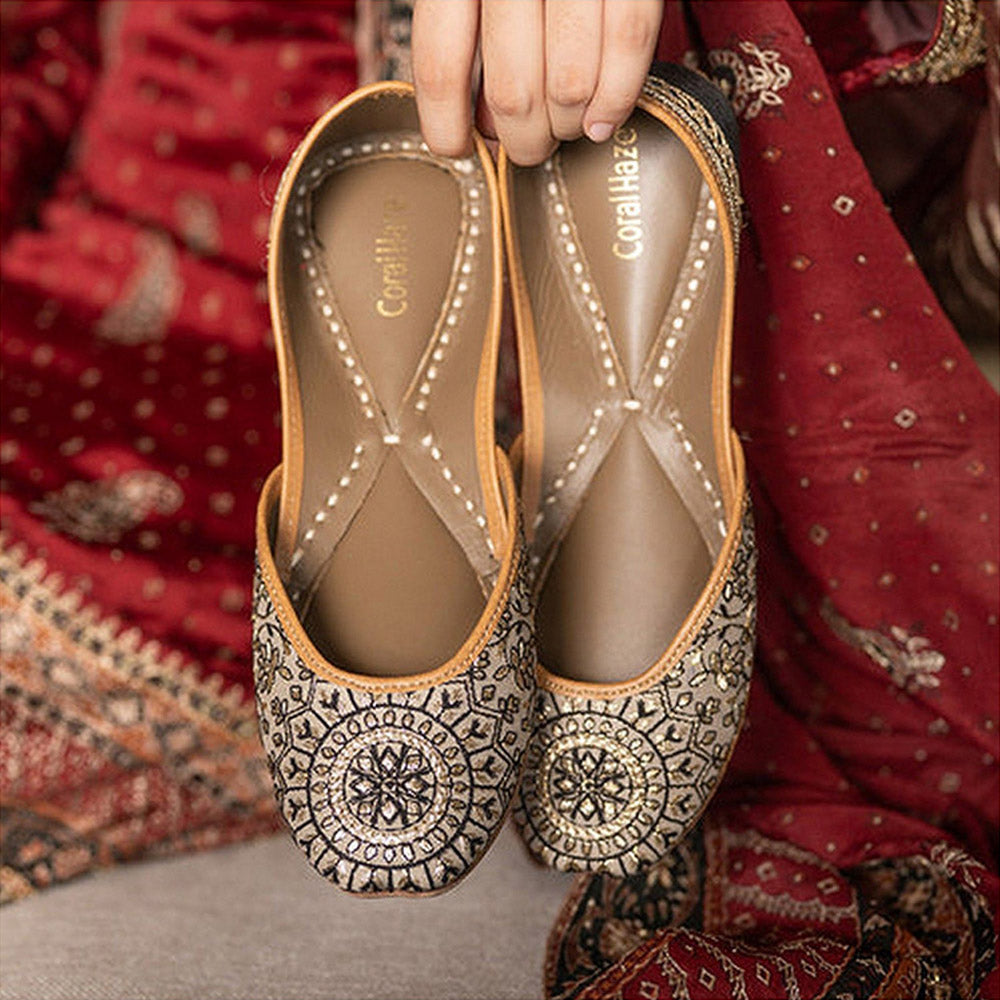 Coral Haze Khubani Women Beige Juttis