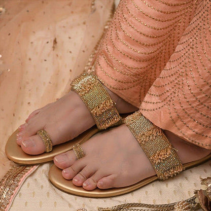 Coral Haze Kimaya Gold Kolhapuris