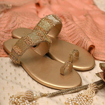 Coral Haze Kimaya Gold Kolhapuris