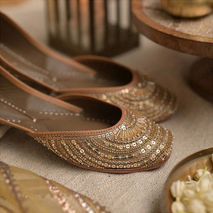 Coral Haze Mehfil Gold Juttis