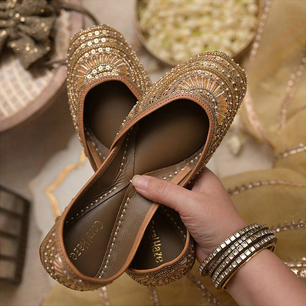 Coral Haze Mehfil Gold Juttis