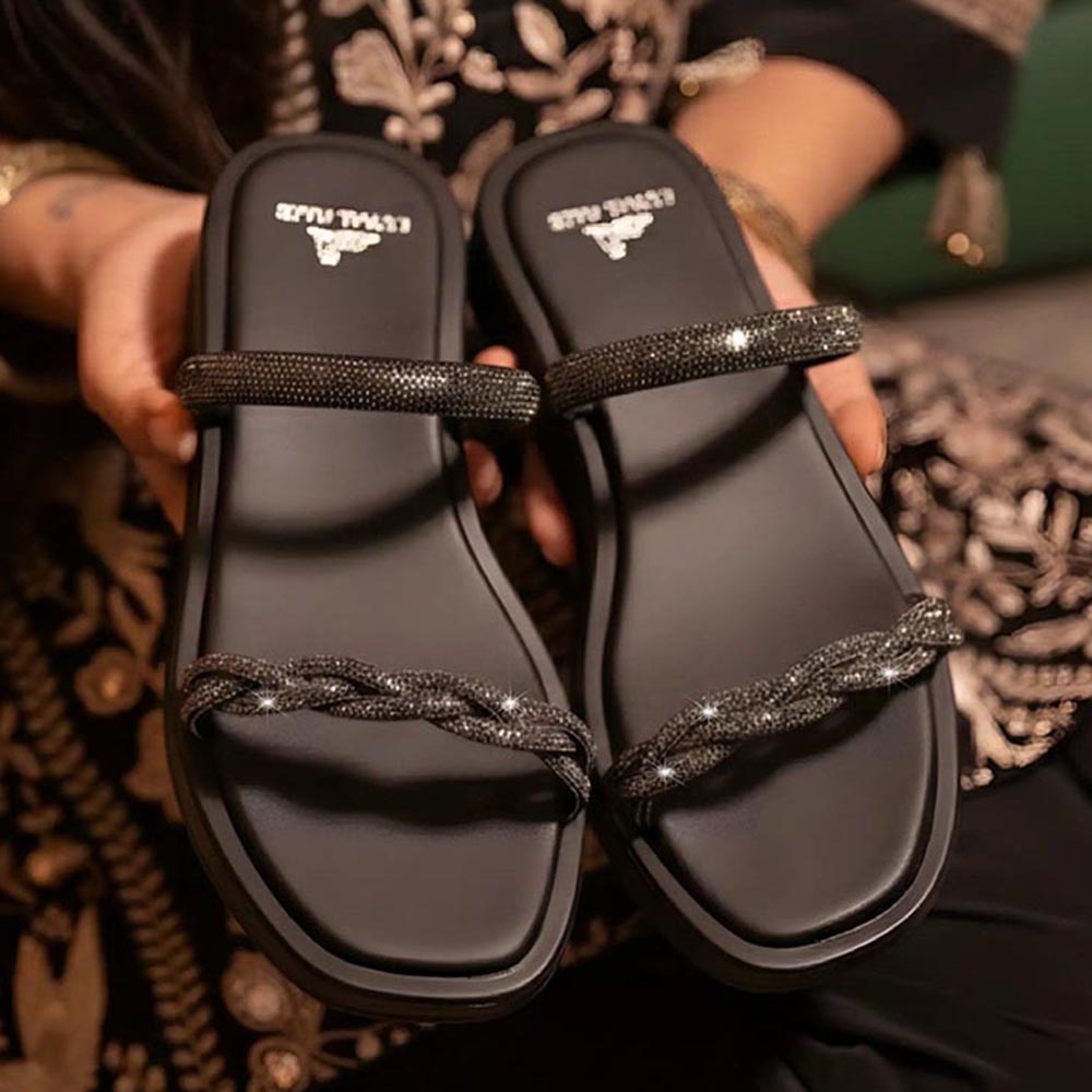 Coral Haze Elida In Gunmetal Black Sliders