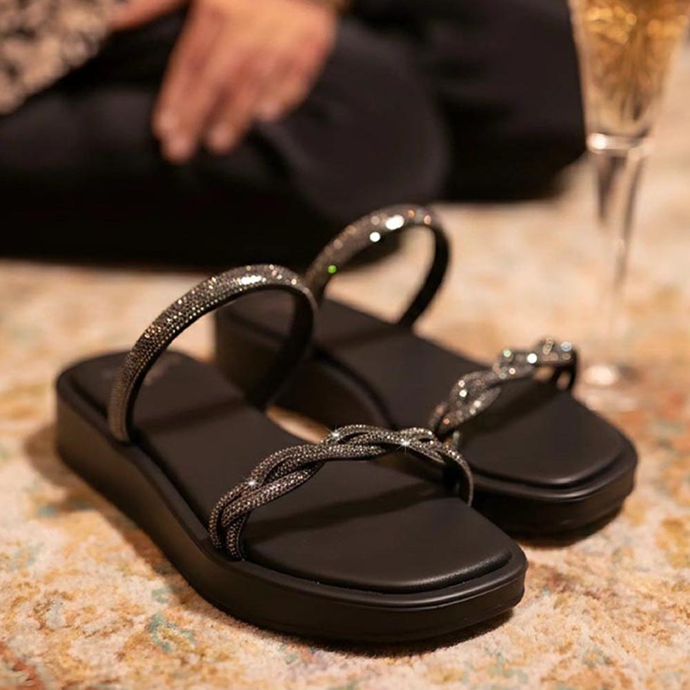 Coral Haze Elida In Gunmetal Black Sliders