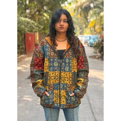 Culture Kraft Unisex Vayu Reversible Multi-Color Pure Cotton Bomber Jacket