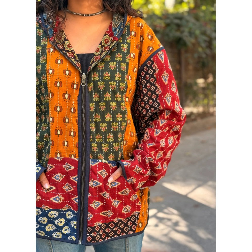 Culture Kraft Unisex Vayu Reversible Multi-Color Pure Cotton Bomber Jacket