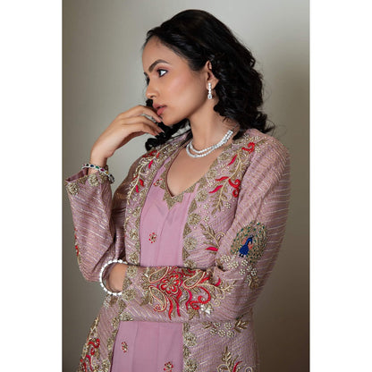 Daatri by meenakshi kakkar Pink Flare Pant with Jacket and Top (Set of 3)