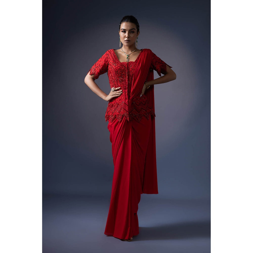 Daatri by meenakshi kakkar Drape Saree with Embroidered Jacket