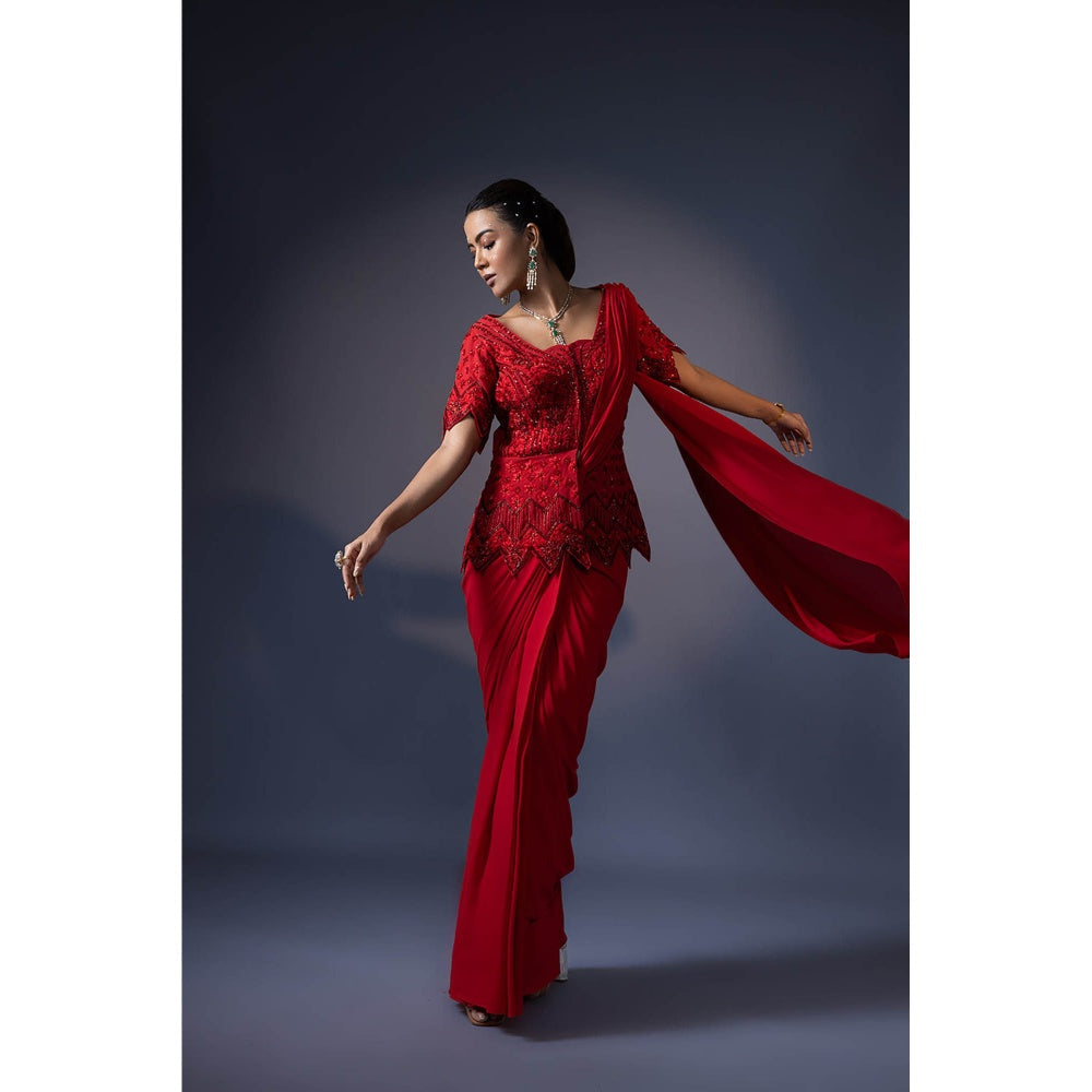 Daatri by meenakshi kakkar Drape Saree with Embroidered Jacket