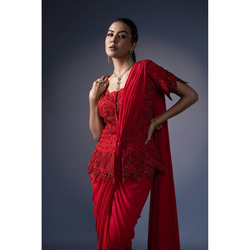Daatri by meenakshi kakkar Drape Saree with Embroidered Jacket