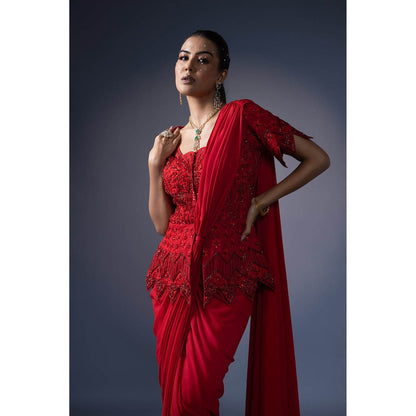 Daatri by meenakshi kakkar Drape Saree with Embroidered Jacket