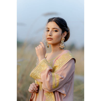 Daljit Sudan Pastel Pink Tilla Phiran Suit (Set of 3)