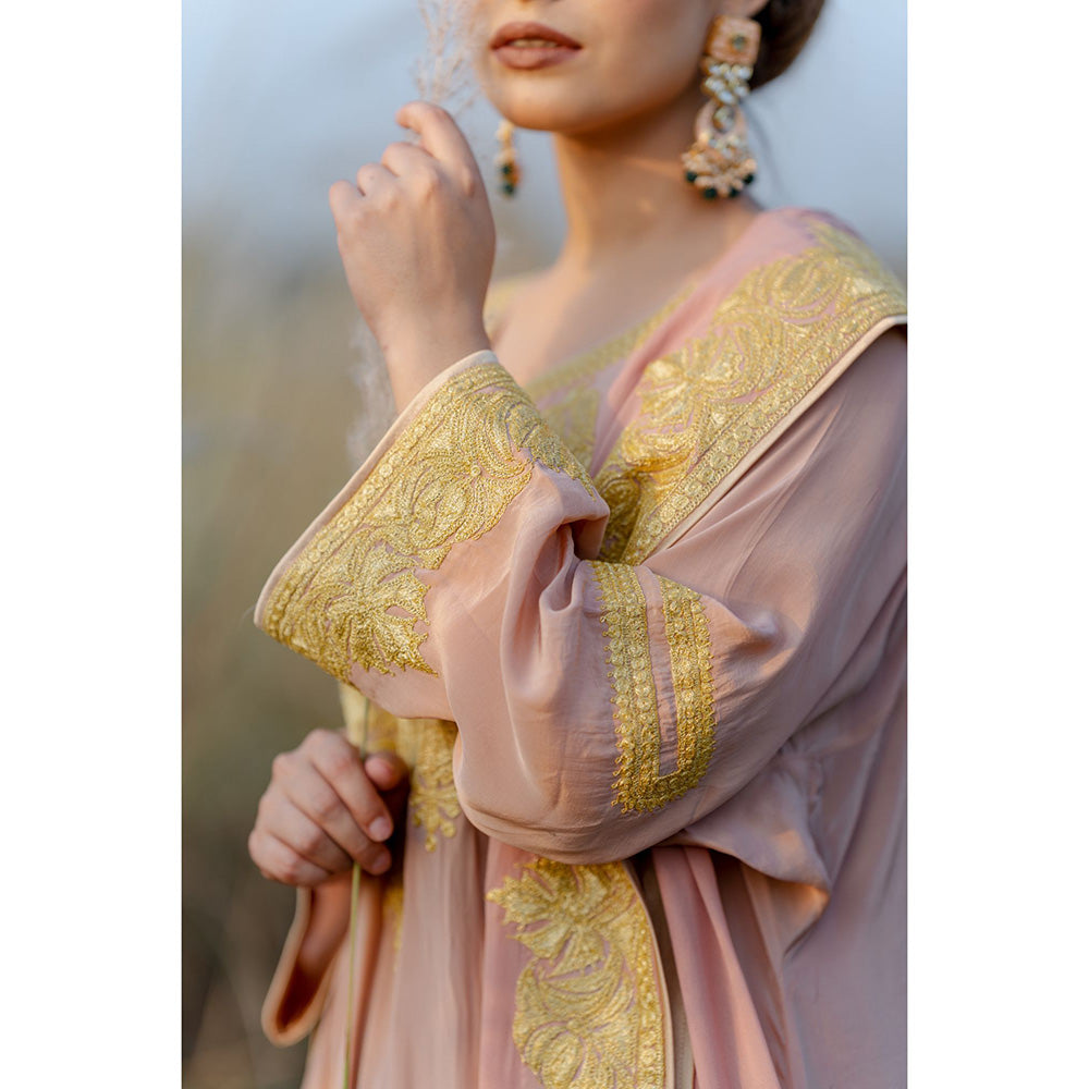 Daljit Sudan Pastel Pink Tilla Phiran Suit (Set of 3)