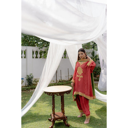 Daljit Sudan Coral Tilla Phiran Suit (Set of 3)