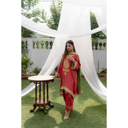 Daljit Sudan Coral Tilla Phiran Suit (Set of 3)