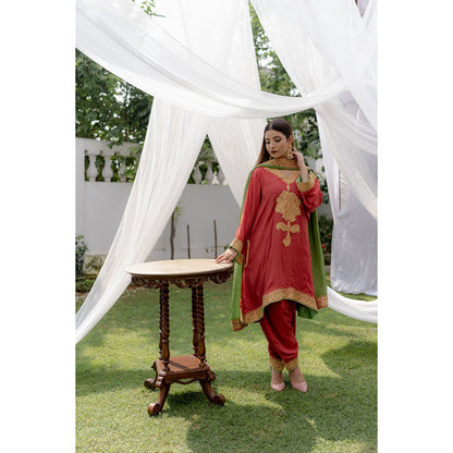 Daljit Sudan Coral Tilla Phiran Suit (Set of 3)