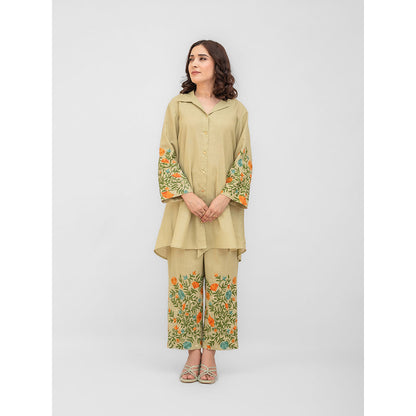 Daljit Sudan Fern Green Matka Cotton Co-Ord (Set of 2)