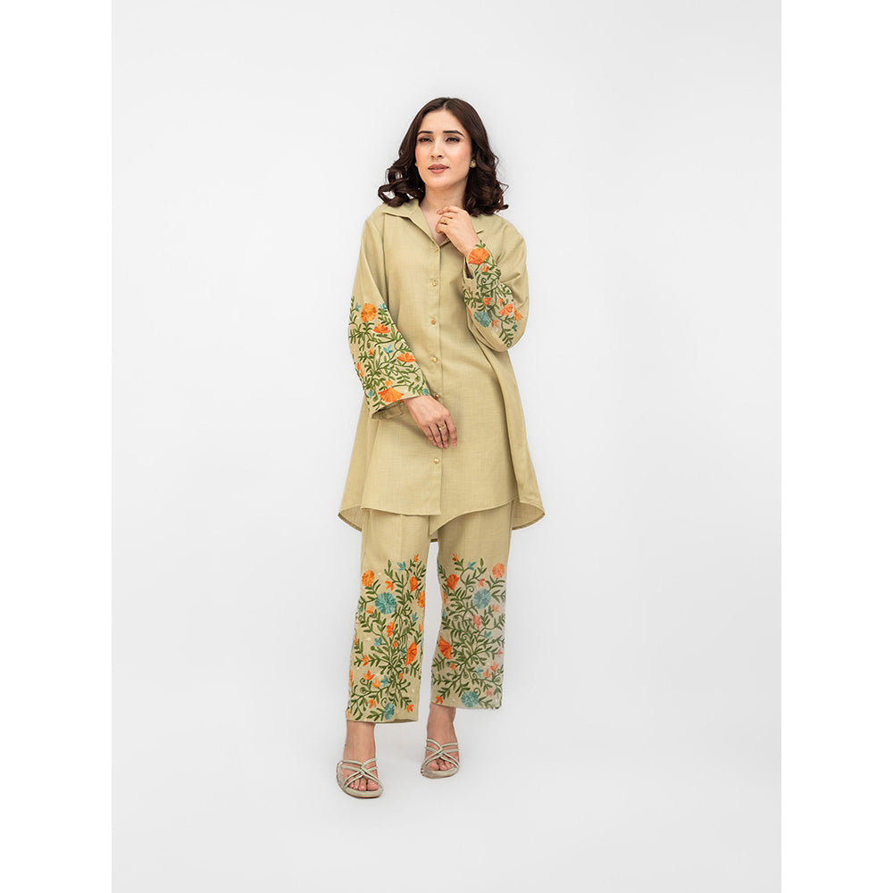 Daljit Sudan Fern Green Matka Cotton Co-Ord (Set of 2)