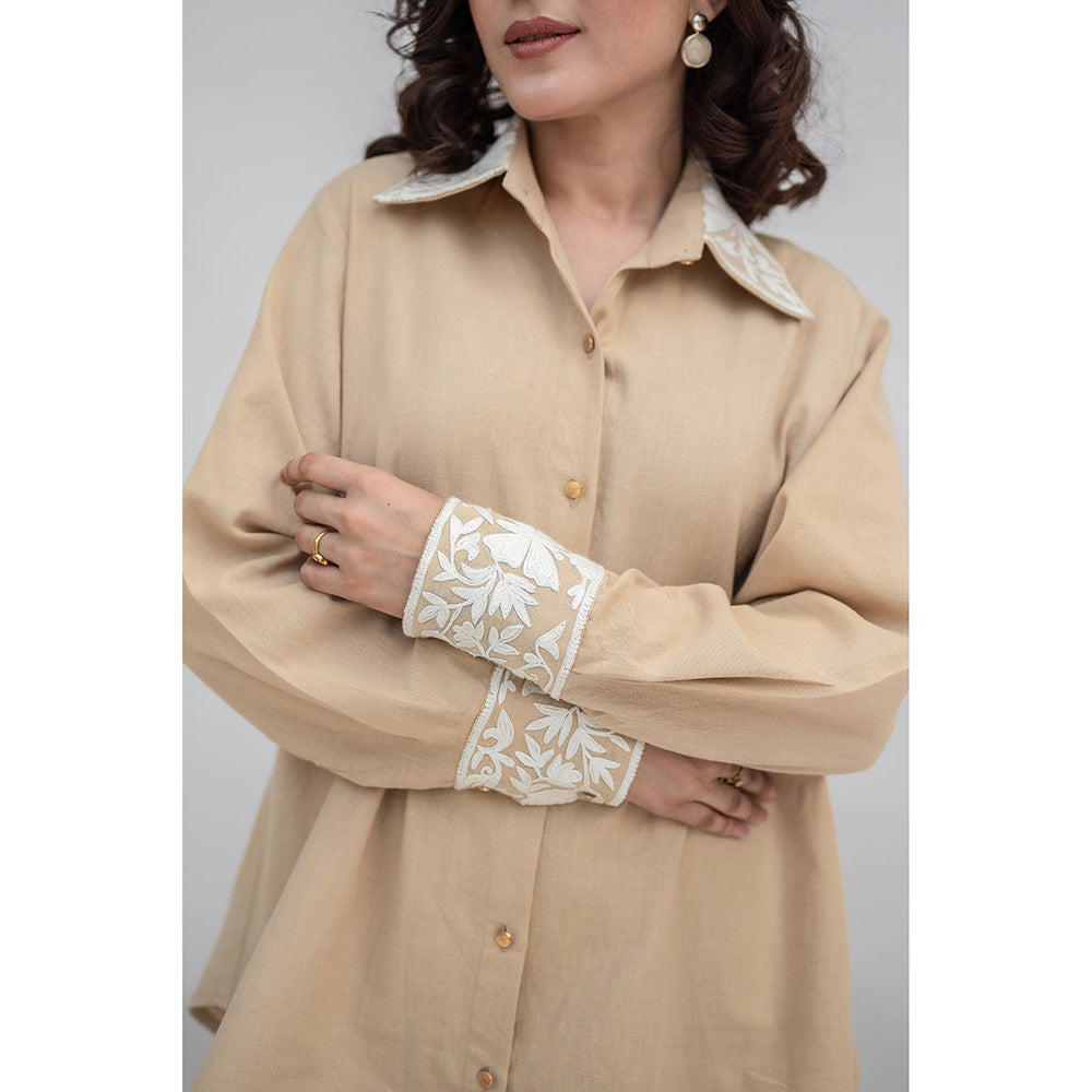 Daljit Sudan Beige Khadi Cotton Co-Ord (Set of 2)