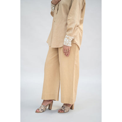 Daljit Sudan Beige Khadi Cotton Co-Ord (Set of 2)