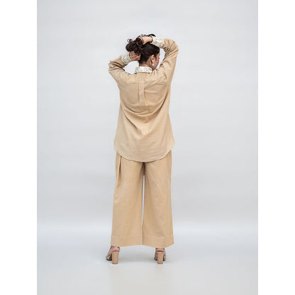 Daljit Sudan Beige Khadi Cotton Co-Ord (Set of 2)