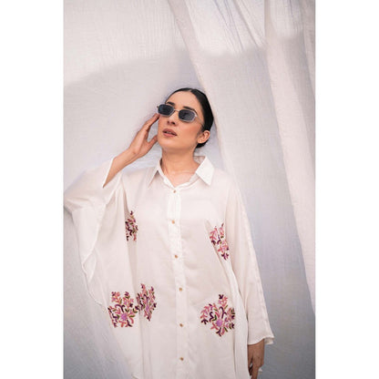 Daljit Sudan White Satin Co-Ord (Set of 2)