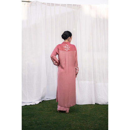 Daljit Sudan Salmon Pink Satin Co-Ord (Set of 2)