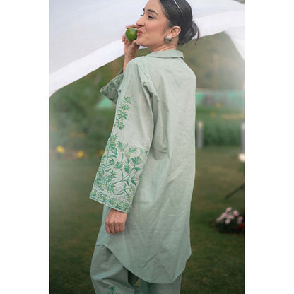 Daljit Sudan Green Linen Cotton Co-Ord (Set of 2)