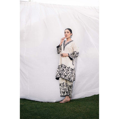 Daljit Sudan Beige Cotton Phiran Co-Ord (Set of 2)