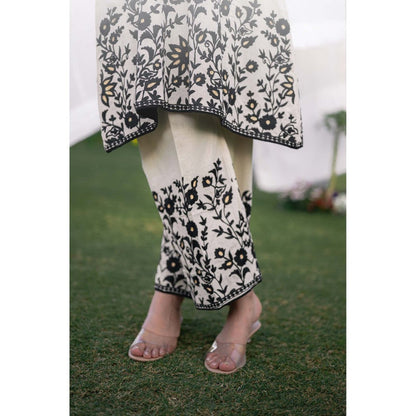 Daljit Sudan Beige Cotton Phiran Co-Ord (Set of 2)